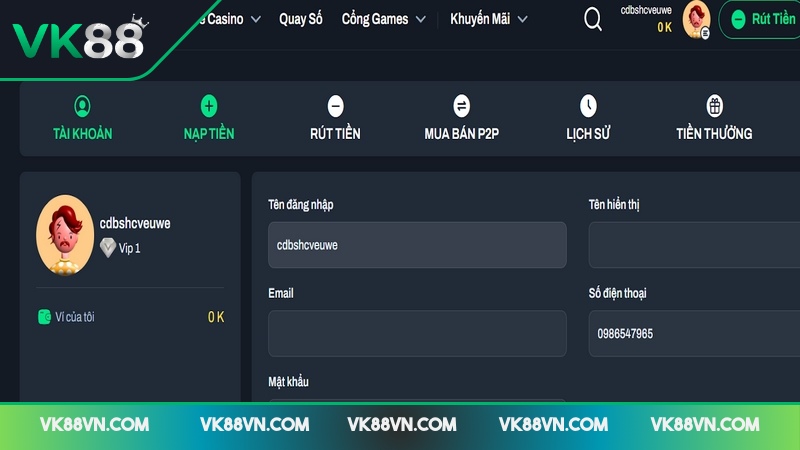 Bạn phải xác minh tài khoản của mình để đủ điều kiện rút tiền VK88